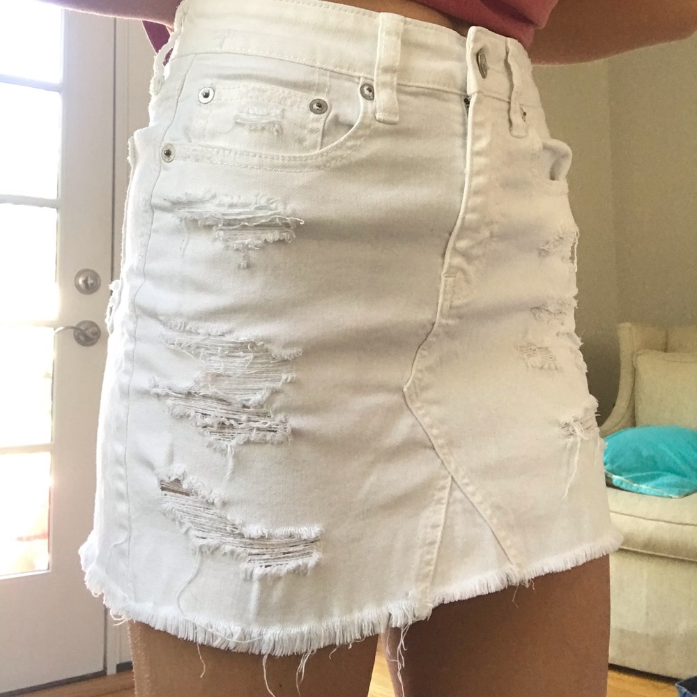 White Ripped American eagle jean skirt